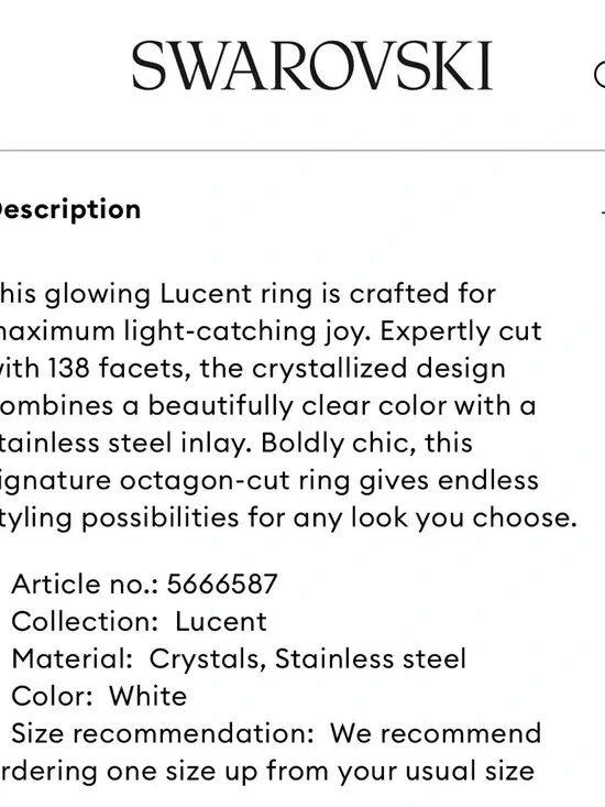 New Swarovski Lucent Cocktail Ring Octagon Cut Clear Crystal w/ Box - Picture 6 of 10